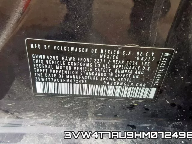 3VW4T7AU9HM072498 фото 2