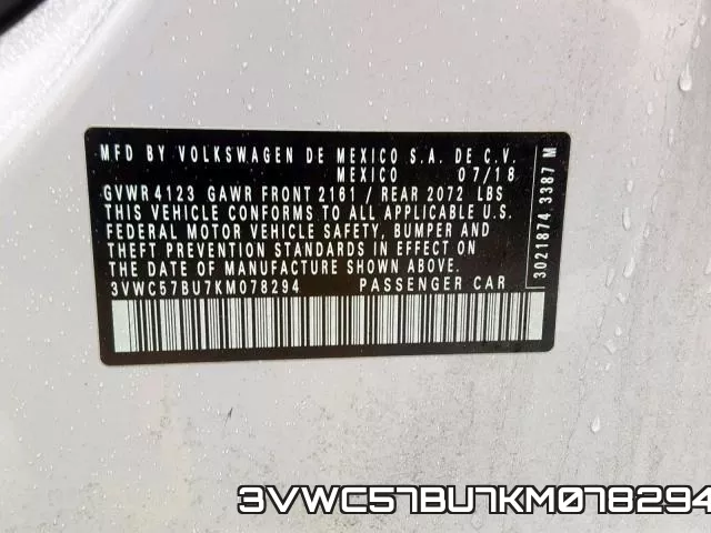 3VWC57BU7KM078294 фото 2