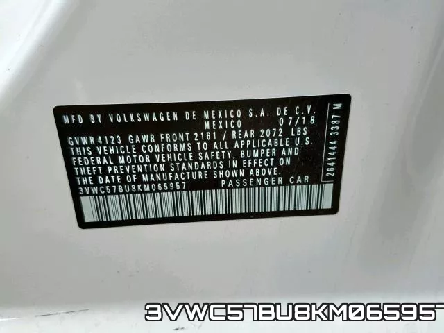 3VWC57BU8KM065957 фото 2