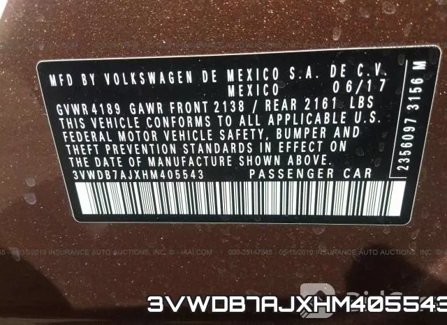 3VWDB7AJXHM405543 фото 10