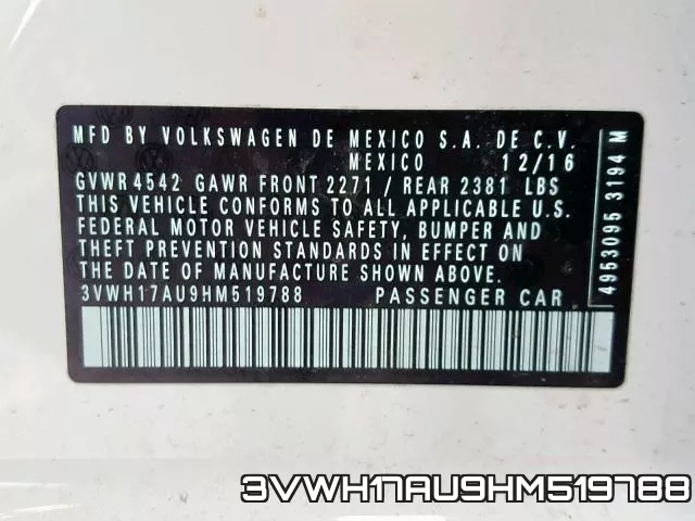 3VWH17AU9HM519788 фото 2