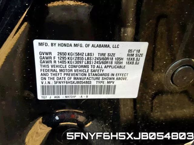 5FNYF6H5XJB054803 фото 2