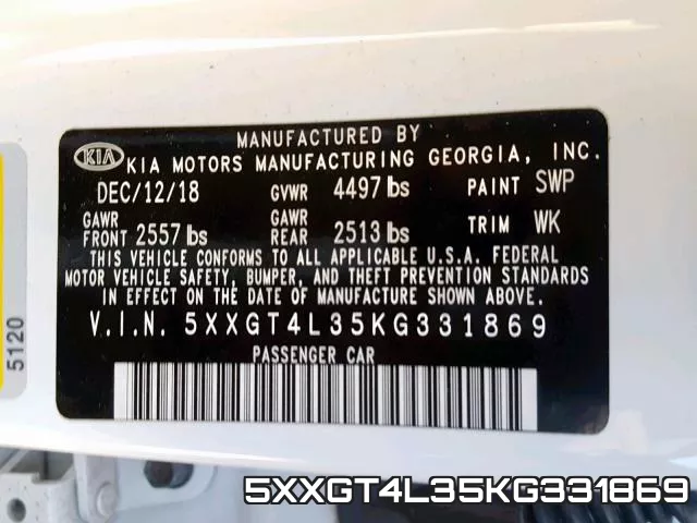 5XXGT4L35KG331869 фото 2