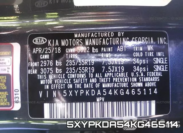 5XYPKDA54KG465114 фото 10