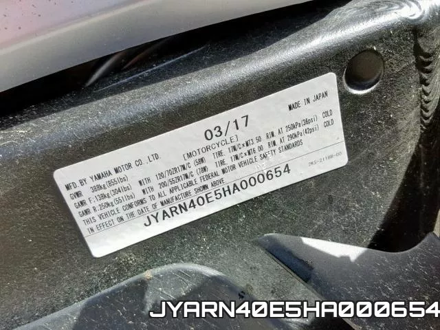 JYARN40E5HA000654 фото 2