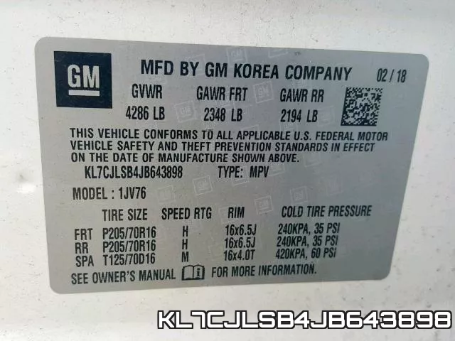KL7CJLSB4JB643898 фото 2