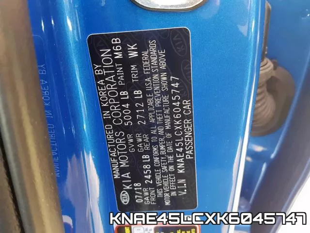 KNAE45LCXK6045747 фото 2