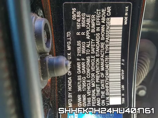 SHHFK7H24HU401761 фото 2