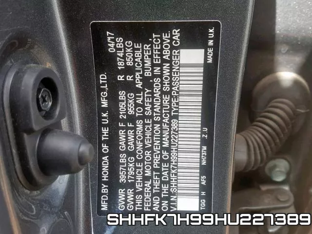 SHHFK7H99HU227389 фото 2
