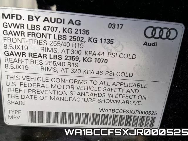 WA1BCCFSXJR000525 фото 2