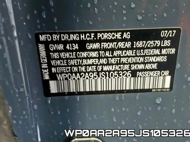 WP0AA2A95JS105326 фото 2
