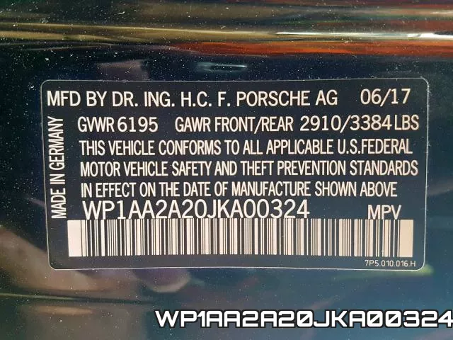 WP1AA2A20JKA00324 фото 2