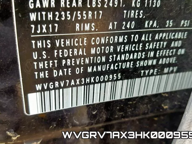 WVGRV7AX3HK000955 фото 2
