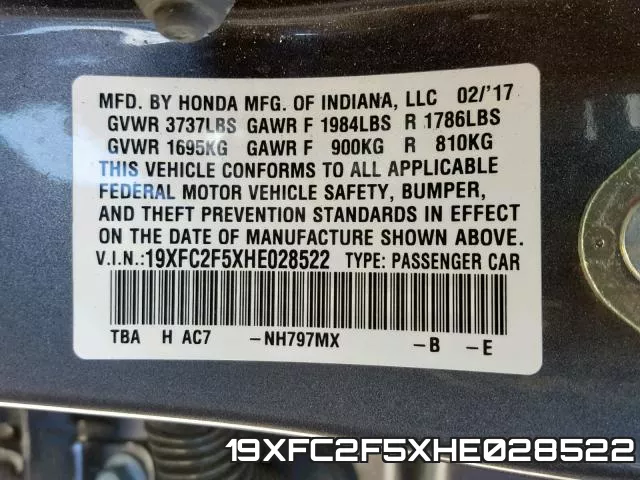 19XFC2F5XHE028522 фото 2