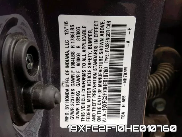 19XFC2F70HE010760 фото 2