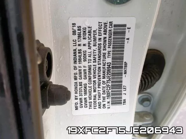 19XFC2F75JE206943 фото 2