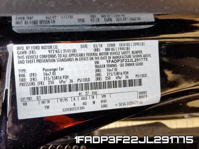 1FADP3F22JL291775 фото 2