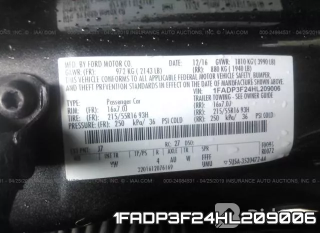 1FADP3F24HL209006 фото 10