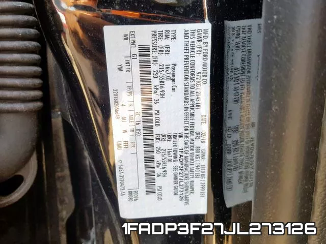 1FADP3F27JL273126 фото 2