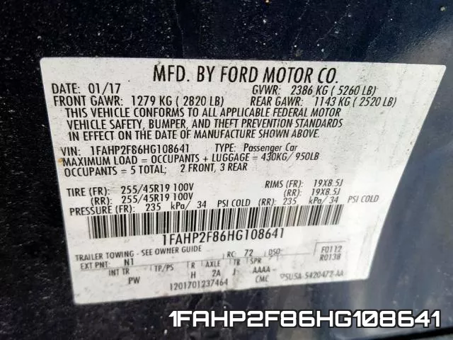 1FAHP2F86HG108641 фото 2