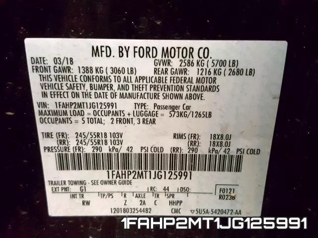 1FAHP2MT1JG125991 фото 2