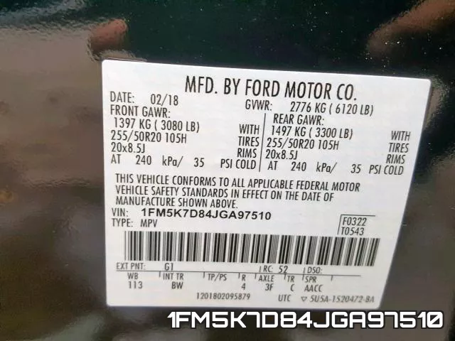 1FM5K7D84JGA97510 фото 2