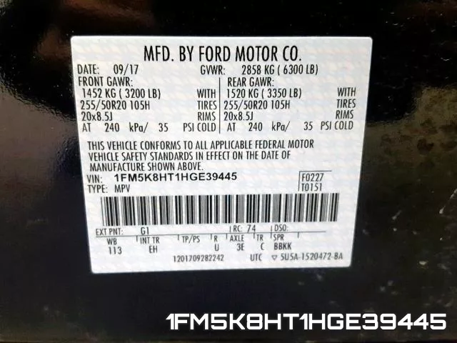 1FM5K8HT1HGE39445 фото 2
