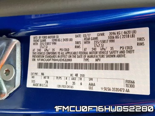 1FMCU0F76HUD52280 фото 2