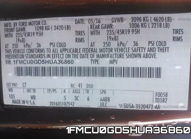1FMCU0GD5HUA36860 фото 10