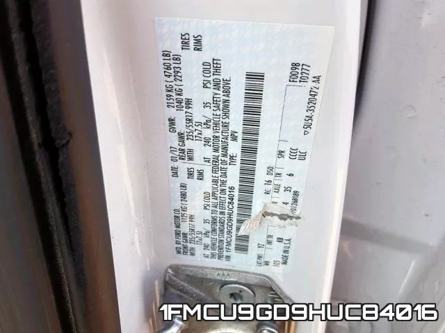 1FMCU9GD9HUC84016 фото 2