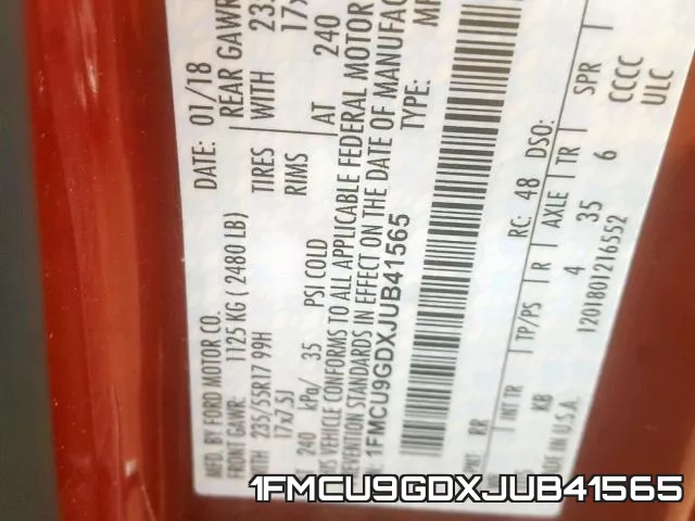 1FMCU9GDXJUB41565 фото 2