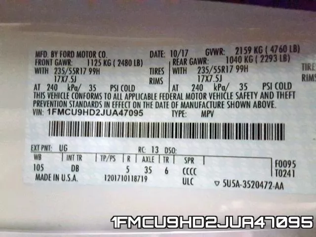 1FMCU9HD2JUA47095 фото 2