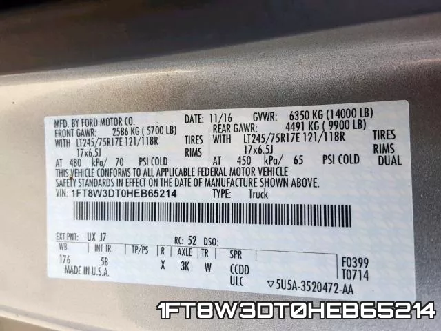 1FT8W3DT0HEB65214 фото 2