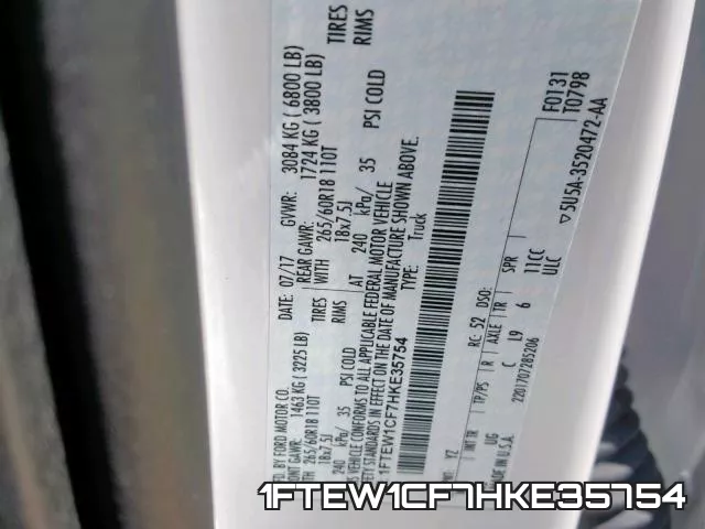 1FTEW1CF7HKE35754 фото 2