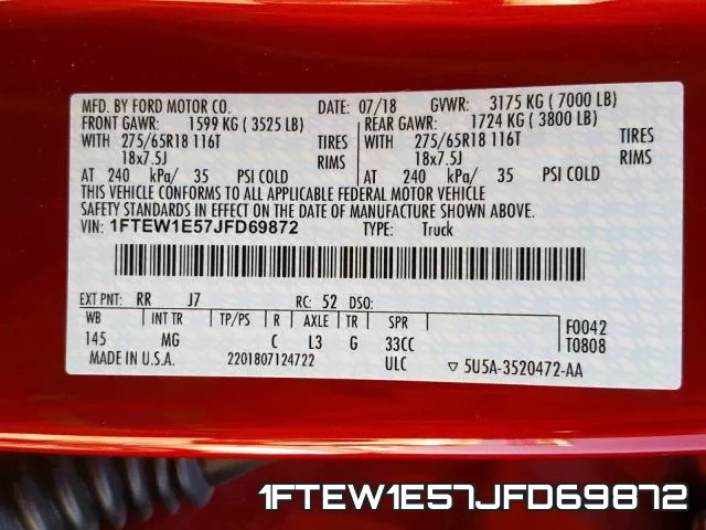 1FTEW1E57JFD69872 фото 2