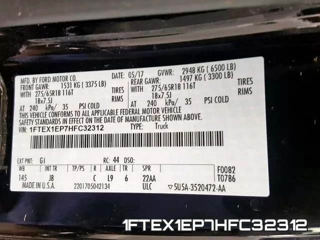 1FTEX1EP7HFC32312 фото 2