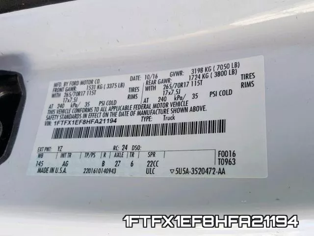 1FTFX1EF8HFA21194 фото 2