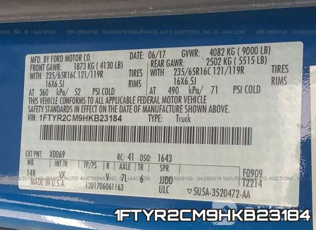 1FTYR2CM9HKB23184 фото 10