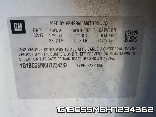1G1BC5SM6H7234362 фото 2
