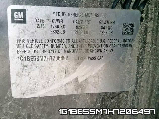 1G1BE5SM7H7206497 фото 2