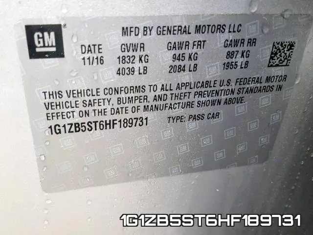 1G1ZB5ST6HF189731 фото 2
