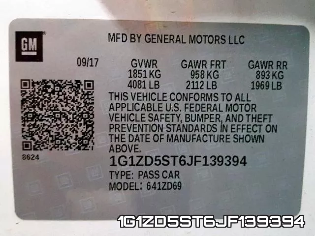 1G1ZD5ST6JF139394 фото 2
