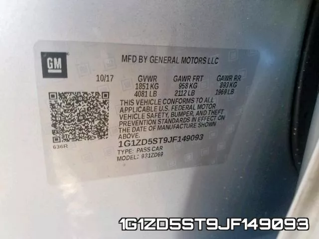 1G1ZD5ST9JF149093 фото 2
