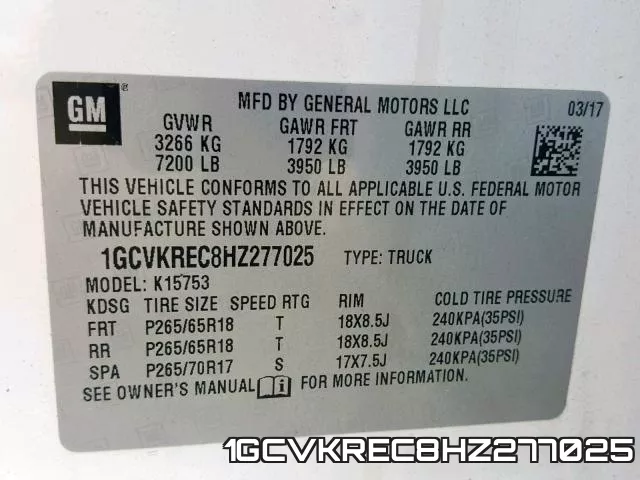 1GCVKREC8HZ277025 фото 2