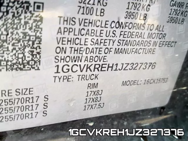 1GCVKREH1JZ327376 фото 2
