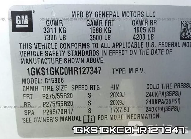 1GKS1GKC0HR127347 фото 10