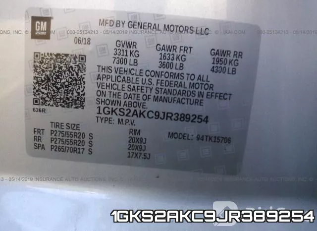 1GKS2AKC9JR389254 фото 10