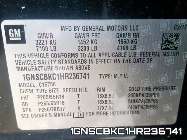 1GNSCBKC1HR236741 фото 2