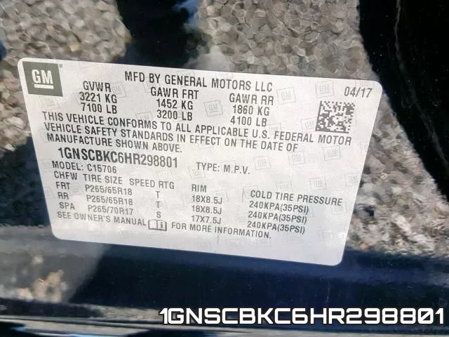 1GNSCBKC6HR298801 фото 2