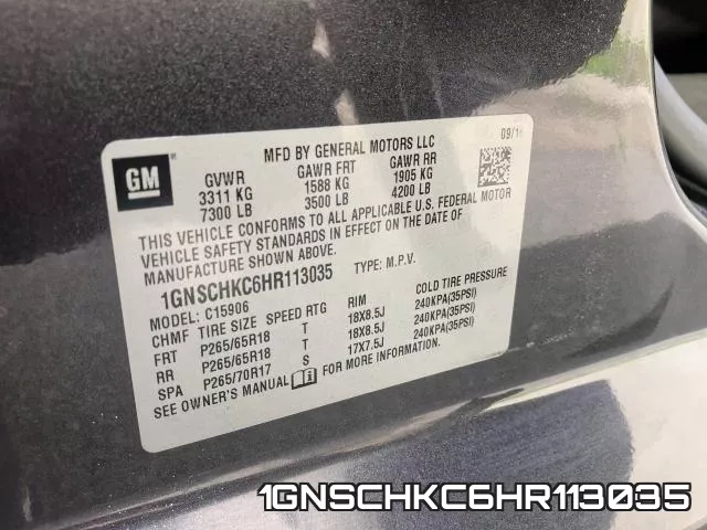 1GNSCHKC6HR113035 фото 2